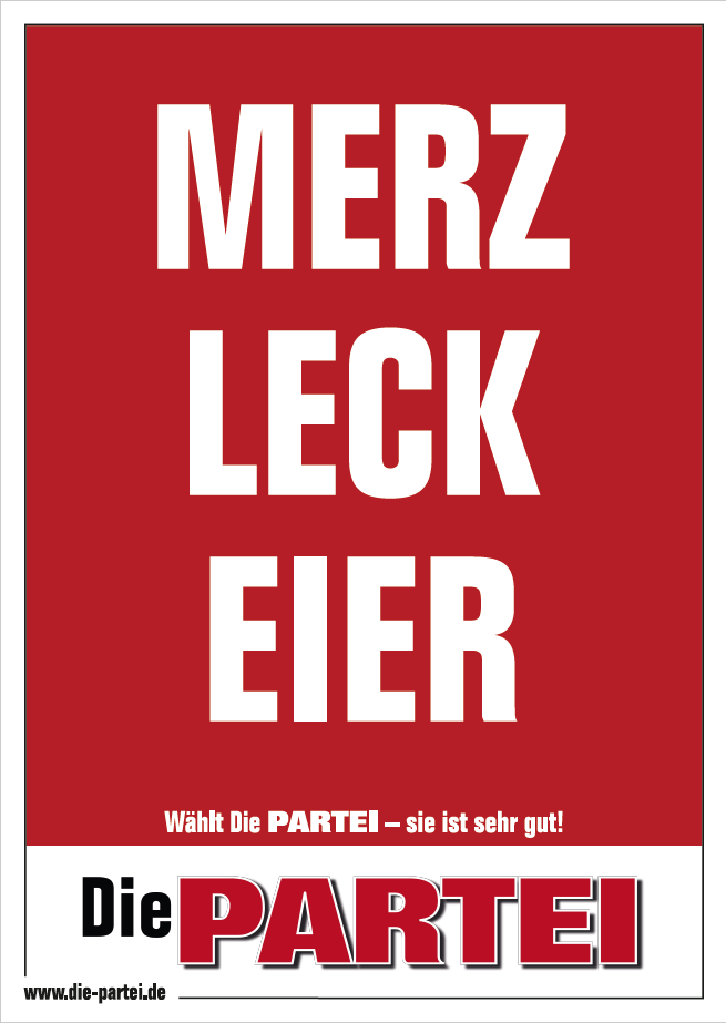 50 Aufkleber "Merz Leck Eier"